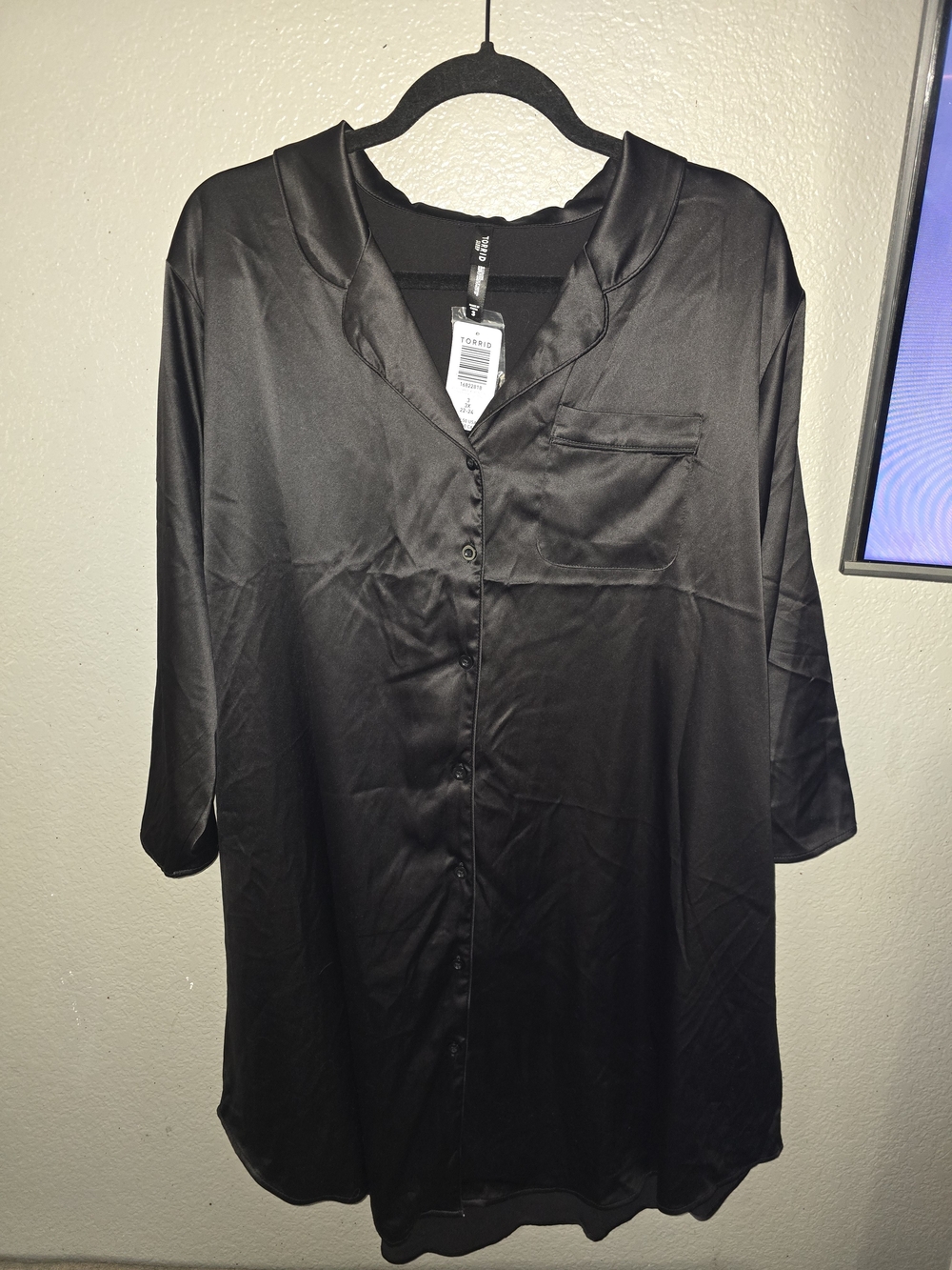 torrid Black Satin Button-Up Pajama Top